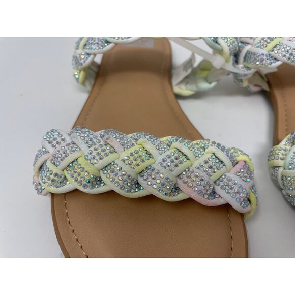 DV Dolce Vita Kid's Cristal Rainbow Braided Rhinestone Slip On Sandals Size 4 - Picture 3 of 6